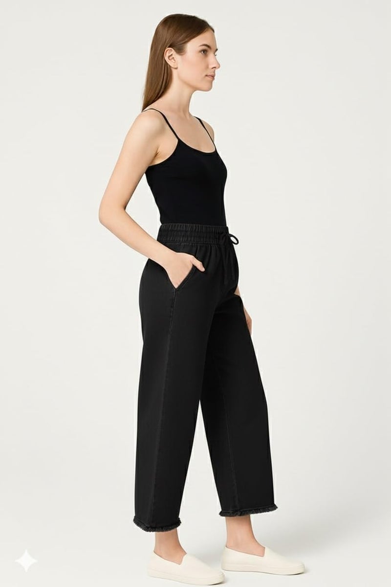 VIG TRENDS Denim Palazzo for Women | Stylish Wide Leg Bottom Wear with Two Pockets | Jumbo Size - Image 2